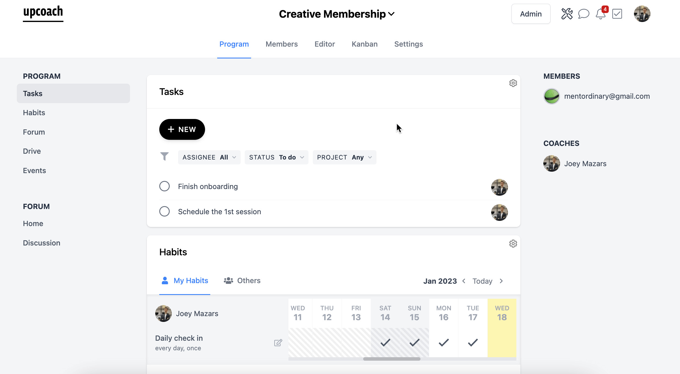 upcoach coaching program