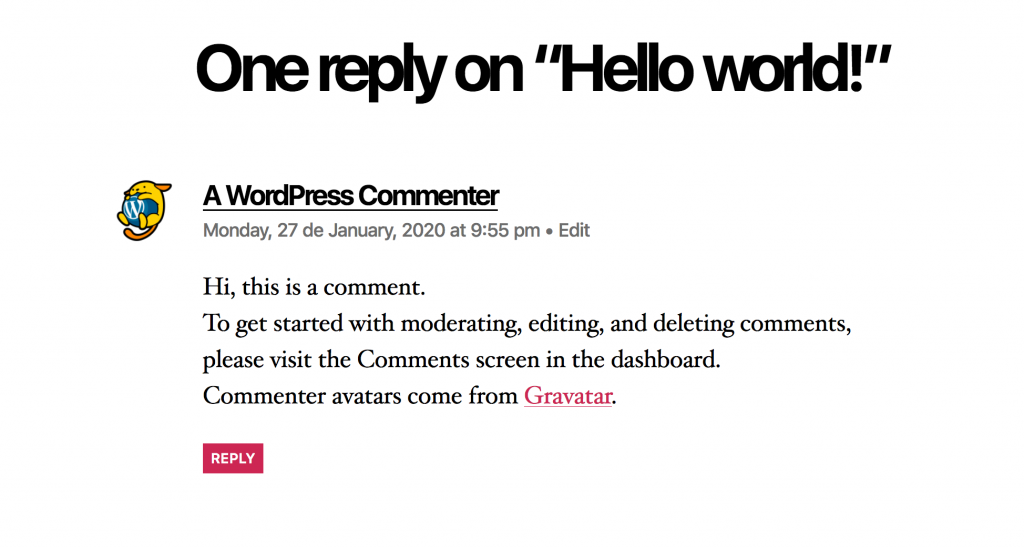 WordPress native comments