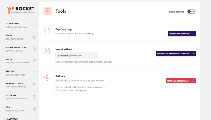 WP Rocket Review: Is It the Perfect Solution for WordPress Caching? 9 wp rocket import