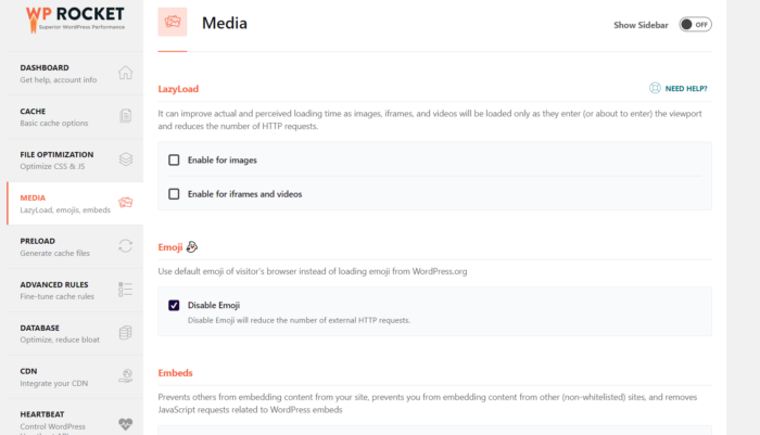 WP Rocket Review: Is It the Perfect Solution for WordPress Caching? 5 media settings wp rocket